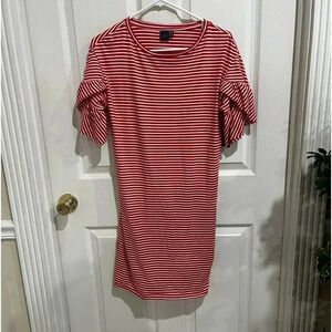 KAARI BLUE DRESS/RED & white striped